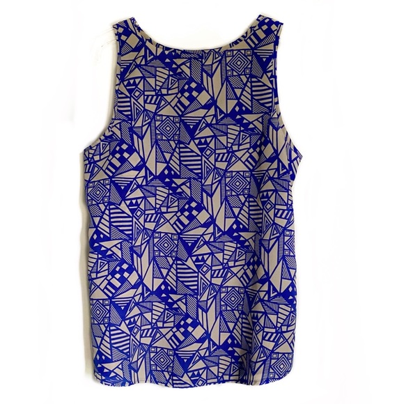 Forever 21 Blue and Tan Geometric Print Tank Top - Picture 3 of 5
